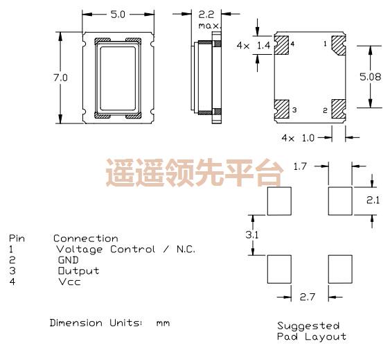 QCT50-CU3H–19.6608,欧美QVS晶振,QCT50贴片晶振